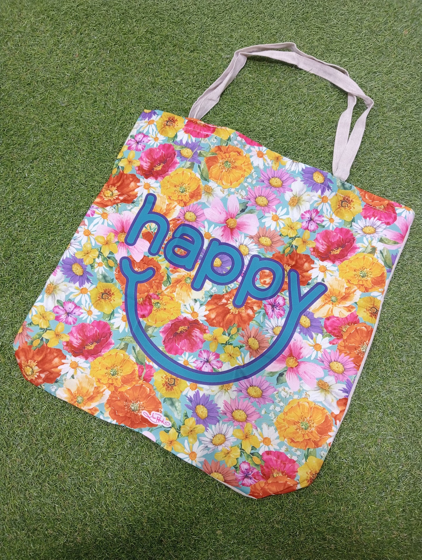 Reusable shopping bag. Happy